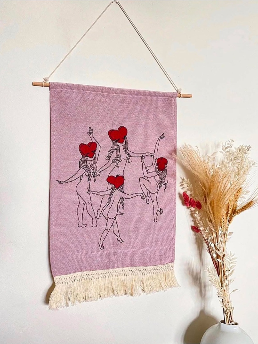 Valfre Pink Tapestry with Red Heart-Head Dancers
